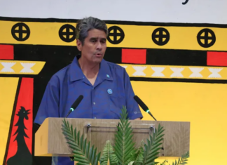 President Surangel Whipps talking over the chairmanship of the PIF, making his remarks at the opening of the 55th PIFLM in Palau