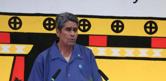 President Surangel Whipps talking over the chairmanship of the PIF, making his remarks at the opening of the 55th PIFLM in Palau