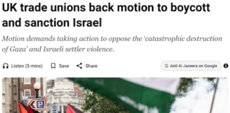 TUC unions back motion demanding boycotts and sanctions to oppose the "catastrophic destruction of Gaza"