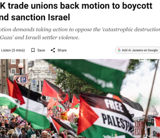 TUC unions back motion demanding boycotts and sanctions to oppose the "catastrophic destruction of Gaza"