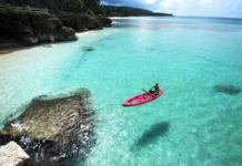 An idyllic scene at Taga Beach, Tinian, in the Northern Marianas