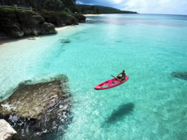 An idyllic scene at Taga Beach, Tinian, in the Northern Marianas