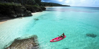 An idyllic scene at Taga Beach, Tinian, in the Northern Marianas