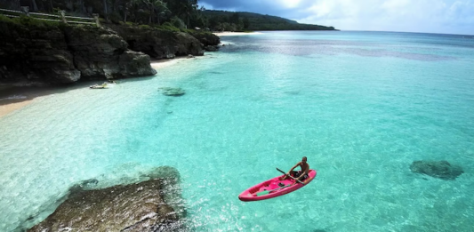 An idyllic scene at Taga Beach, Tinian, in the Northern Marianas