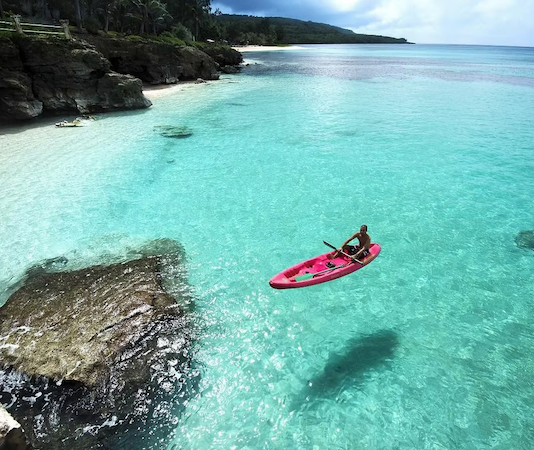 An idyllic scene at Taga Beach, Tinian, in the Northern Marianas
