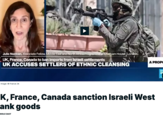 The United Kingdom, France and Canada announced they would ban imports of Israeli products which originated from the illegal settlements in the occupied West Bank
