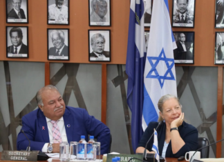 PIF Secretary-General Baron Divavesi Waqa with Israeli Ambassador Maya Yaron