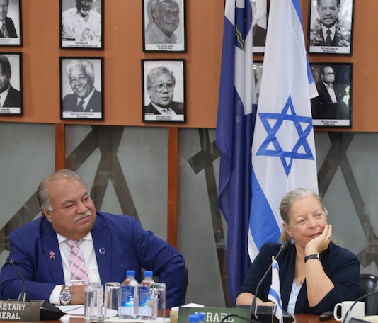 PIF Secretary-General Baron Divavesi Waqa with Israeli Ambassador Maya Yaron