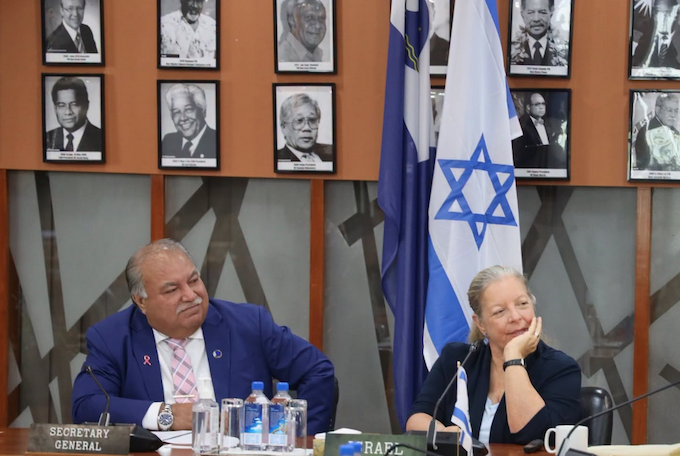 Baron Waqa & Maya Yaron PIF 680wide PIF Secretary-General Baron Divavesi Waqa with Israeli Ambassador Maya Yaron