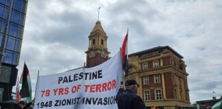 A pro-Palestinian rally on the 156th consecutive week of protest