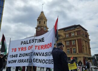 A pro-Palestinian rally on the 156th consecutive week of protest