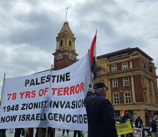 A pro-Palestinian rally on the 156th consecutive week of protest
