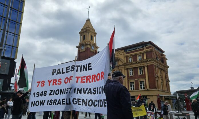 A pro-Palestinian rally on the 156th consecutive week of protest