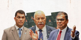 ‘Respect the people’ – Fiji coalition clash over Rabuka’s fast-tracked constitutional referendum Aseri Radrodro (from left), Prime Minister Sitiveni Rabuka, and NFP's Professor Biman Prasad