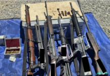 Firearms and ammunition seized in a counter-terrorism operation by PNG police in Southern Highlands province