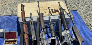 Firearms and ammunition seized in a counter-terrorism operation by PNG police in Southern Highlands province