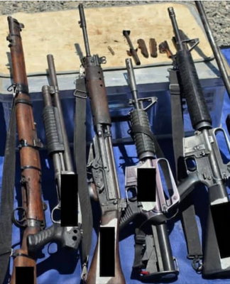Firearms and ammunition seized in a counter-terrorism operation by PNG police in Southern Highlands province