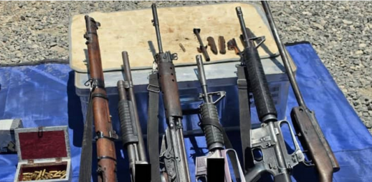 Firearms and ammunition seized in a counter-terrorism operation by PNG police in Southern Highlands province