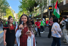 Children at the Global March for Palestine in Queen Street