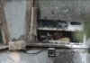 Israeli sniper position in a watchtower in the illegally occupied West Bank