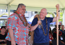Samoan Prime Minister La'auli and New Zealand's Christopher Luxon in Apia