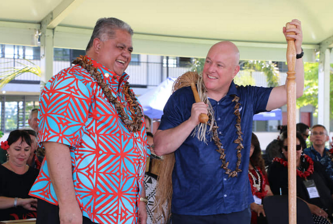 La'auli and Luxon RNZ 680wide Samoan Prime Minister La'auli and New Zealand's Christopher Luxon in Apia