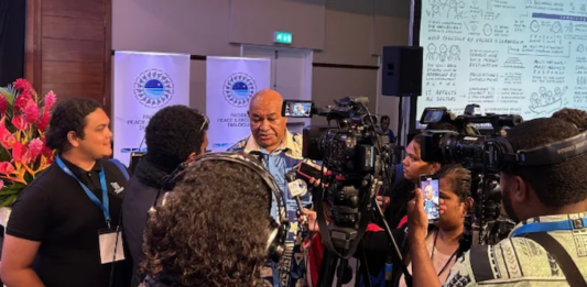 Fiji’s Online Safety Act – why it poses risks for journalism Local Fiji journalists conduct an interview at the Pacific Peace and Security Dialogue in Suva