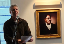 Writer Nick Bollinger speaking at the Roger Fowler whānau's book launch