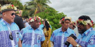 Tuvalu Prime Minister Feleti Teo (from left), PNG Prime Minister James Marape, Palau President Surangel Whipps Jr, and Tonga Prime Minister Lord Fatafehi Fakafanua