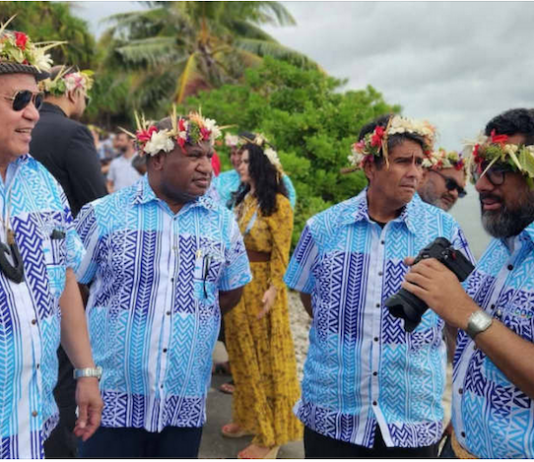 Tuvalu Prime Minister Feleti Teo (from left), PNG Prime Minister James Marape, Palau President Surangel Whipps Jr, and Tonga Prime Minister Lord Fatafehi Fakafanua