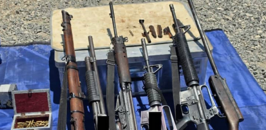 Firearms and ammunition seized in a counter-terrorism operation by PNG police in Southern Highlands province