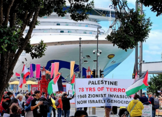 A Palestine solidarity rally in Auckland on 3 Oct 2026
