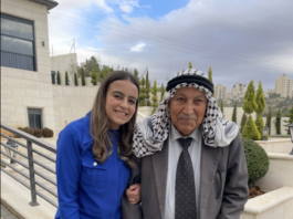 PSNA national spokesperson Rinad Tamimi with her 95-year-old grandfather in Hebron
