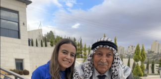 PSNA national spokesperson Rinad Tamimi with her 95-year-old grandfather in Hebron