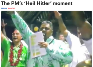 The stiff-right-arm salute and the phrase “Heil Hitler,” used to signify allegiance to Adolf Hitler and Nazi Germany, were captured in previously unseen 2007 footage involving Prime Minister Laaulialemalietoa Leuatea Schmidt
