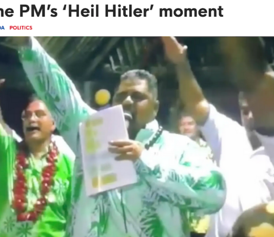 The stiff-right-arm salute and the phrase “Heil Hitler,” used to signify allegiance to Adolf Hitler and Nazi Germany, were captured in previously unseen 2007 footage involving Prime Minister Laaulialemalietoa Leuatea Schmidt